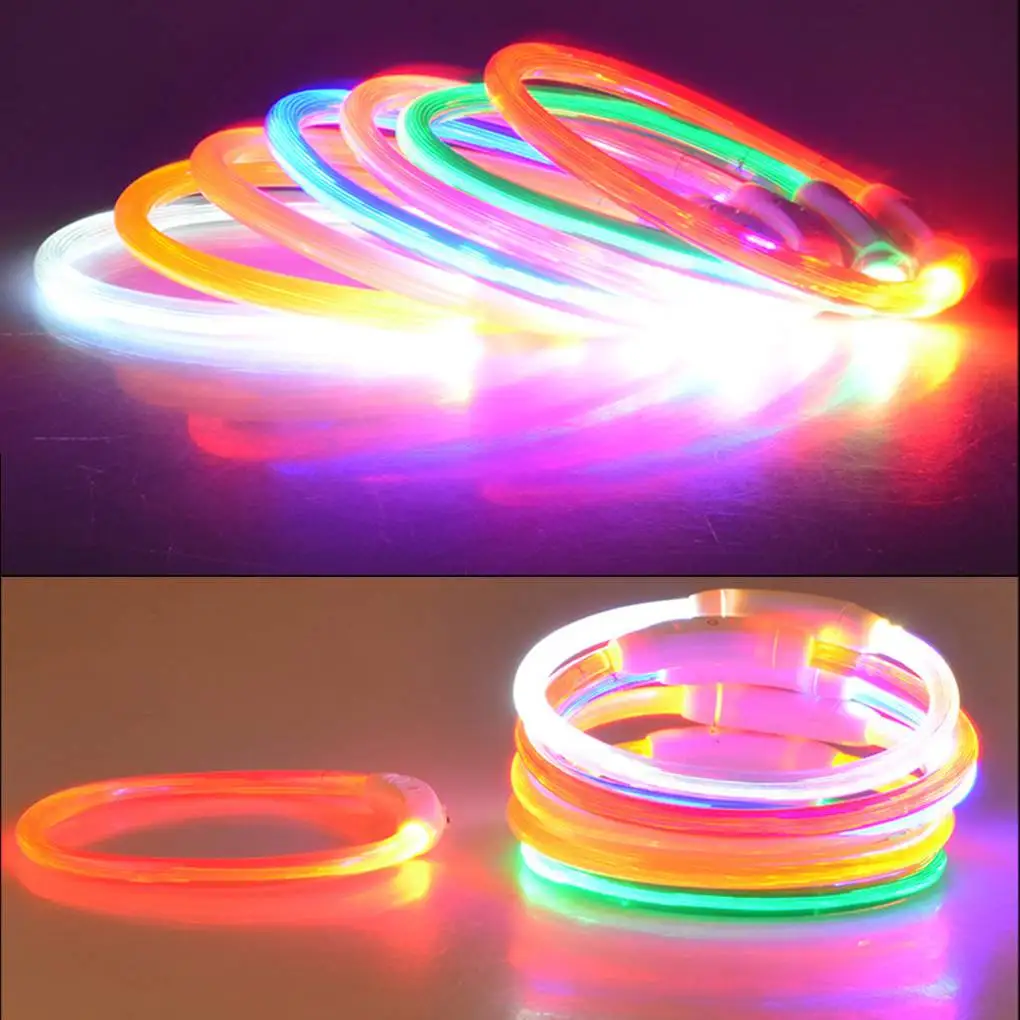 USB Charging Pet Dog Collar Rechargeable LED Tube Flashing Night Luminous Safety Puppy Collars