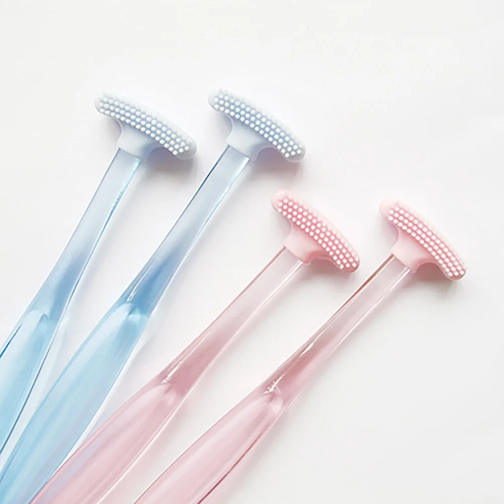 Rascador de lengua portátil rosa, limpiador de lengua para eliminación de mal aliento, herramienta de limpieza Oral, eliminador de recubrimiento ligero y duradero, 3 uds.