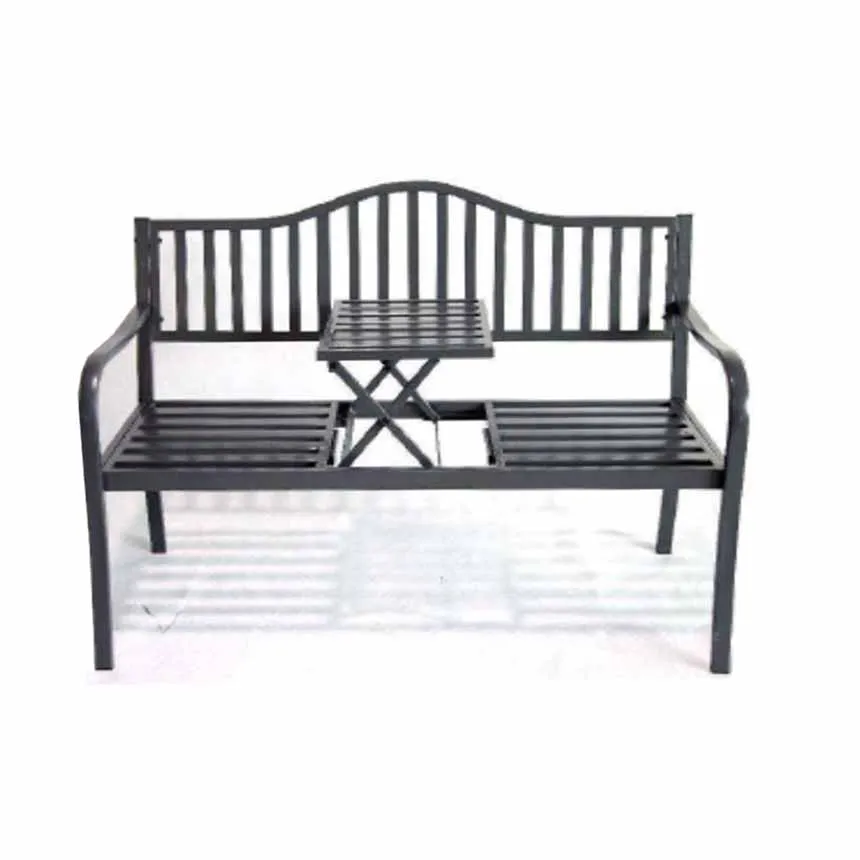 hb-Modern Cast Aluminum Garden Bench with Armrest Eco-Friendly Hotel Outdoor Patio Furniture for Park and Bedroom Use