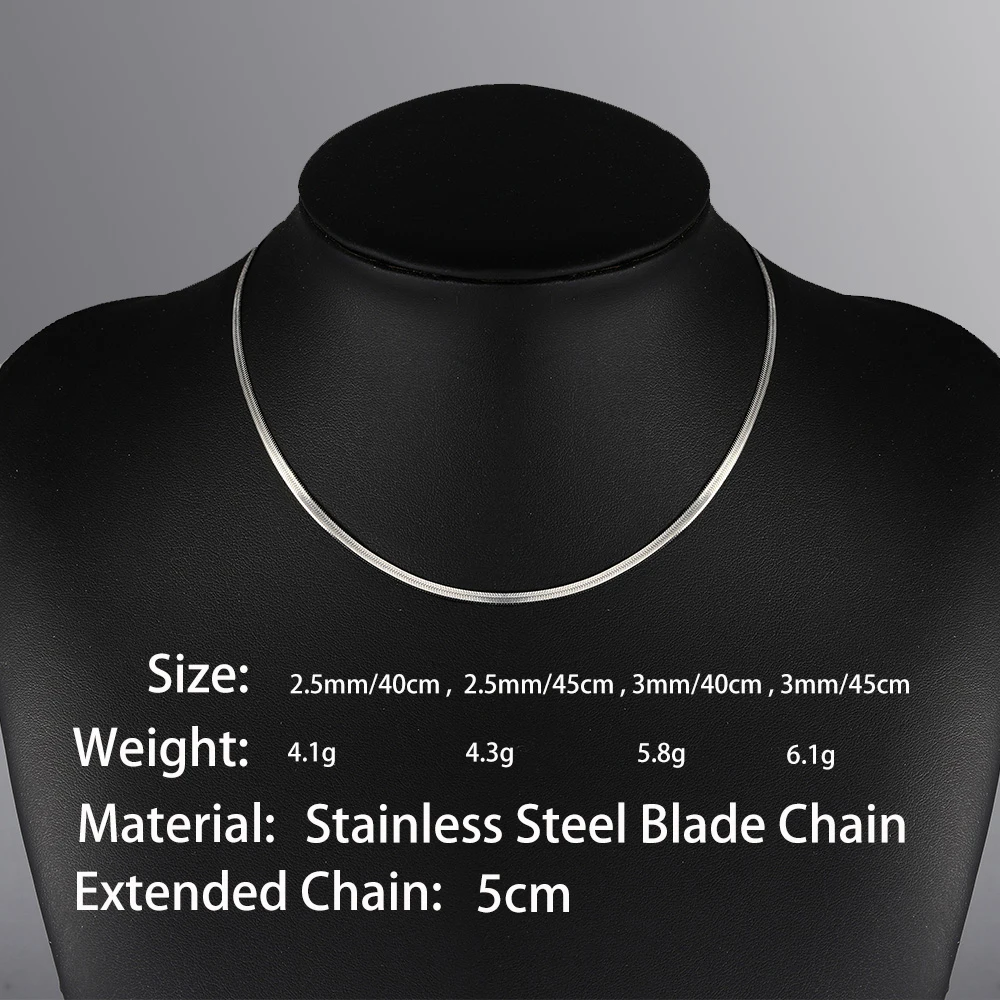 Blade Chain Necklaces for Women Stainless Steel  Punk Snake Choker Neck Chains Accessories Minimalist Jewelry Wholesale C045