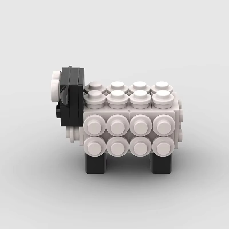 MOC building blocks are cute and creative small animal sheep building block toys, children's DIY puzzle toy gifts