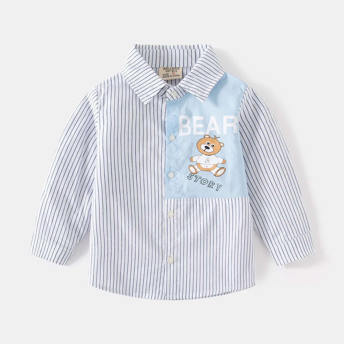 Cute Bear Boys Shirts Cotton Long Sleeve Toddler Kids Tops Children\'s Clothes