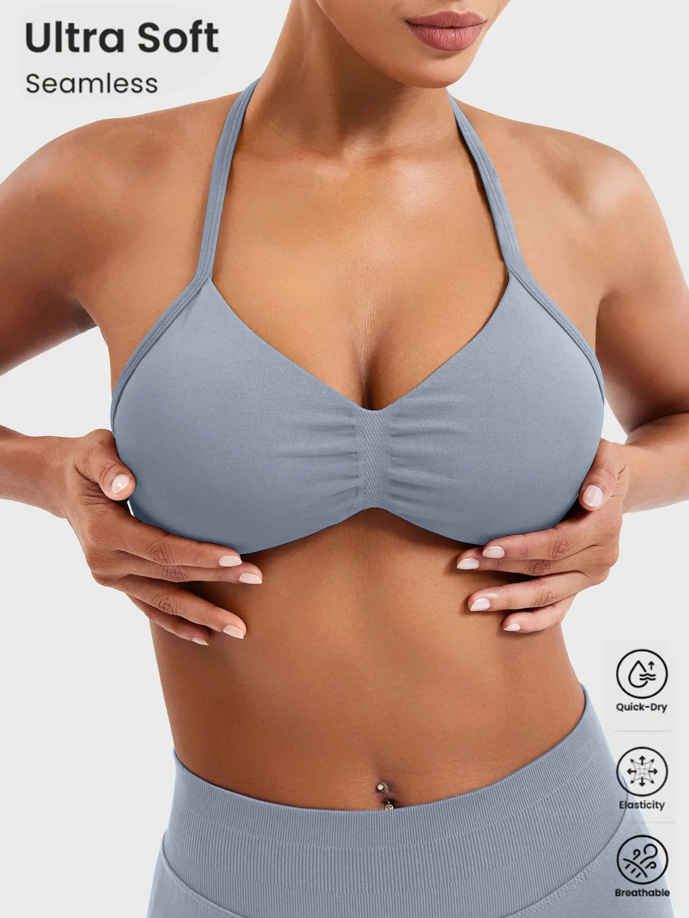 Nuovissimo set reggiseno sportivo pieghevole senza schienale per palestra da donna, pantaloncini colorati attillati, set da allenamento in 2 pezzi, set da yoga