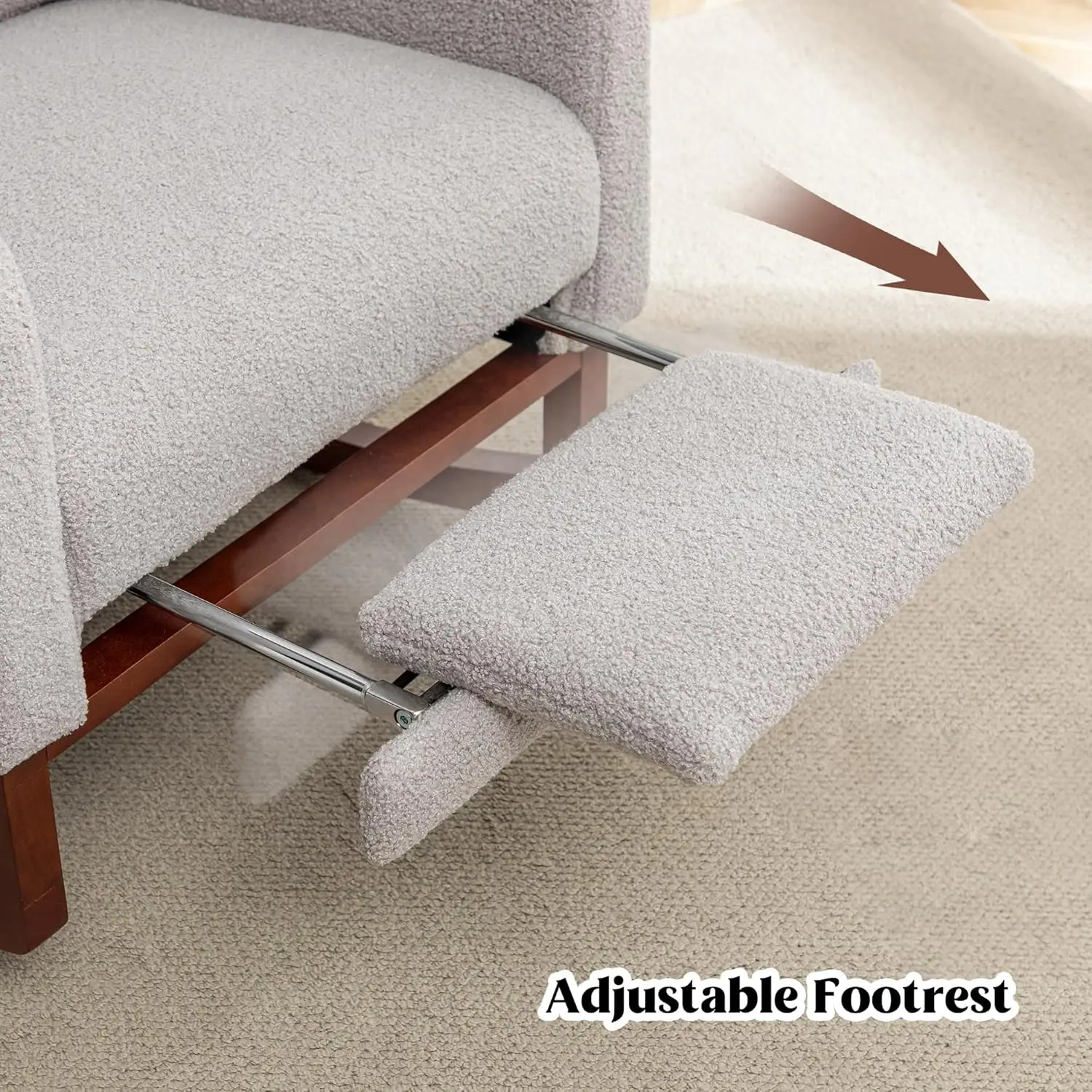 Rocking Chair Nursery with Foot Rest, Wingback Nursery Rocking Chairs, Teddy Nursing Glider Rocker Chair with Pillow and High image 5
