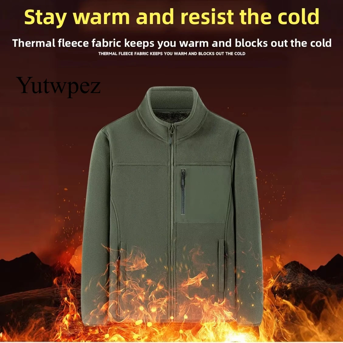 Winter Men Warm Fleece Coat Fleece Arctic Fleece Camel Hair Lamb Wool Thickened Jacket Camping Climbing Hiking Winter Commute
