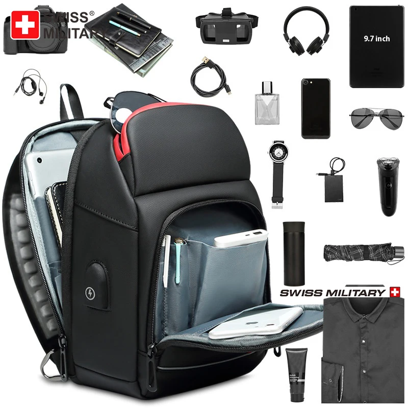 SWISS MILITARY Chest Bag Men\'s One Shoulder Crossbody Bag Large Capacity Outdoor Sports And Leisure Fashion Small Shoulder Bag