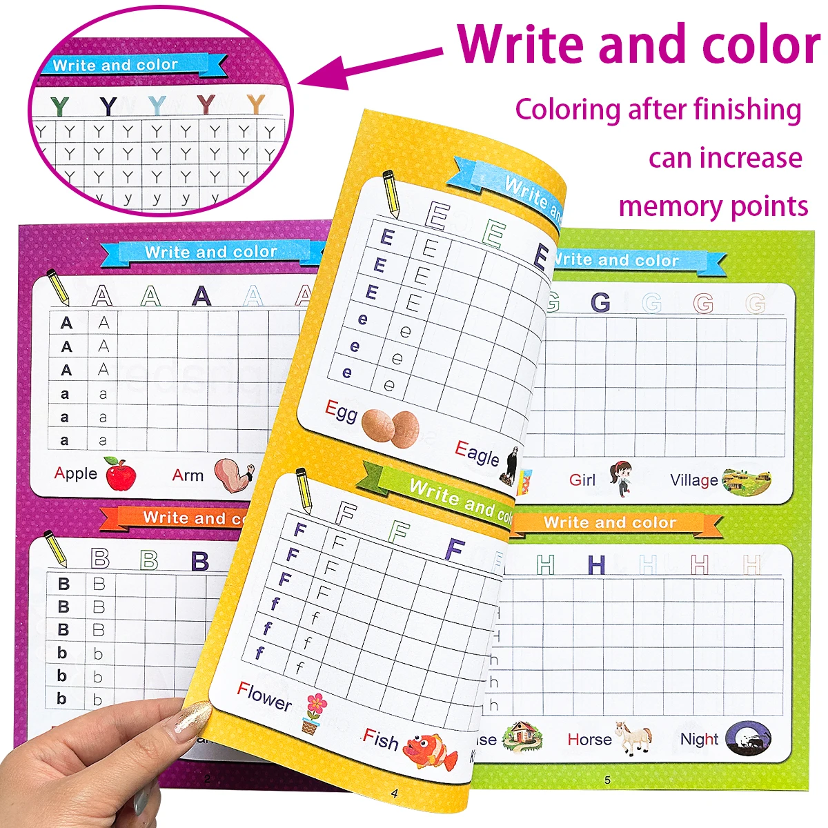 2 Books Children's English Letter and Number Writing Practice Book,Enlightenment Learning,Funny Writing Practice,Birthday Gift