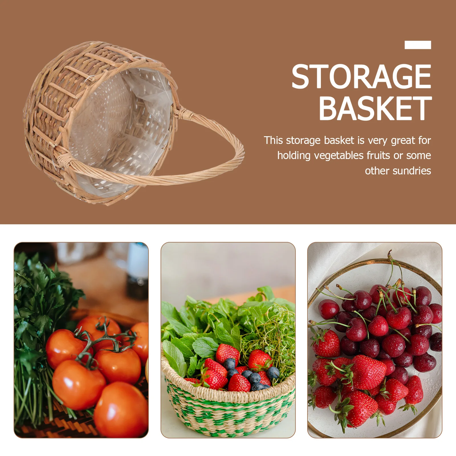 

1Pcs Rattan Woven Basket Natural Texture for Fruits Snacks Home Decor Gift Choice Basket Storage Container Photo Prop