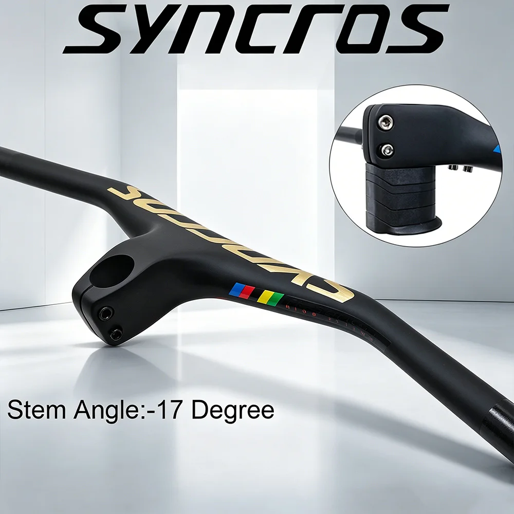 XC MTB Integrierter Lenker,-17 ° Integrierter Carbonfaser-Lenker, Länge 740 mm, Geschenk-Spacer, Vorbau 70/80/90/100 mm, Fahrradkomponenten