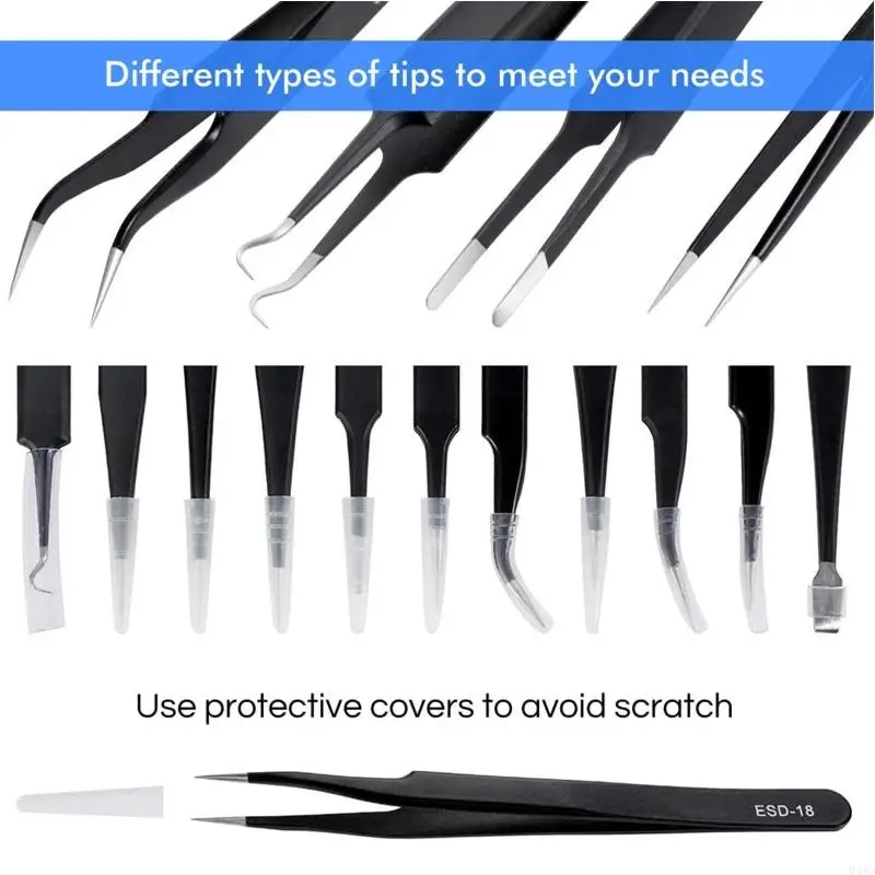 B46D Acid-base for Protection for Sharp Tweezers Tools ESD Tweezers Set for Phone Rep