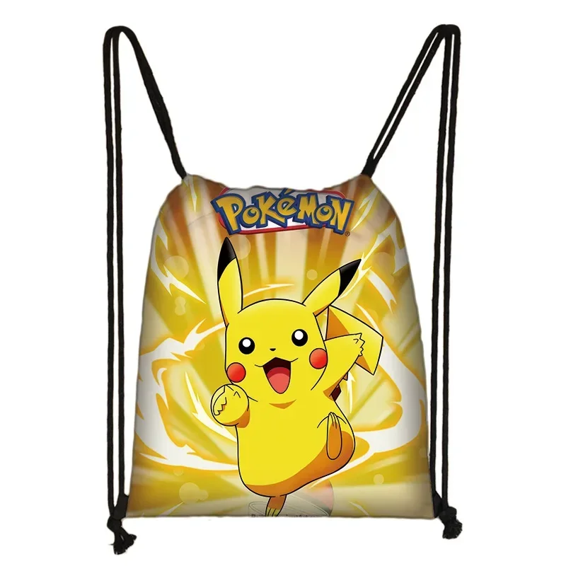 Pokémon kreskówka śliczny nadruk torba ze sznurkiem torba do przechowywania plecaki Anime plecak z wzorem Pikachu chłopcy torby na prezent na