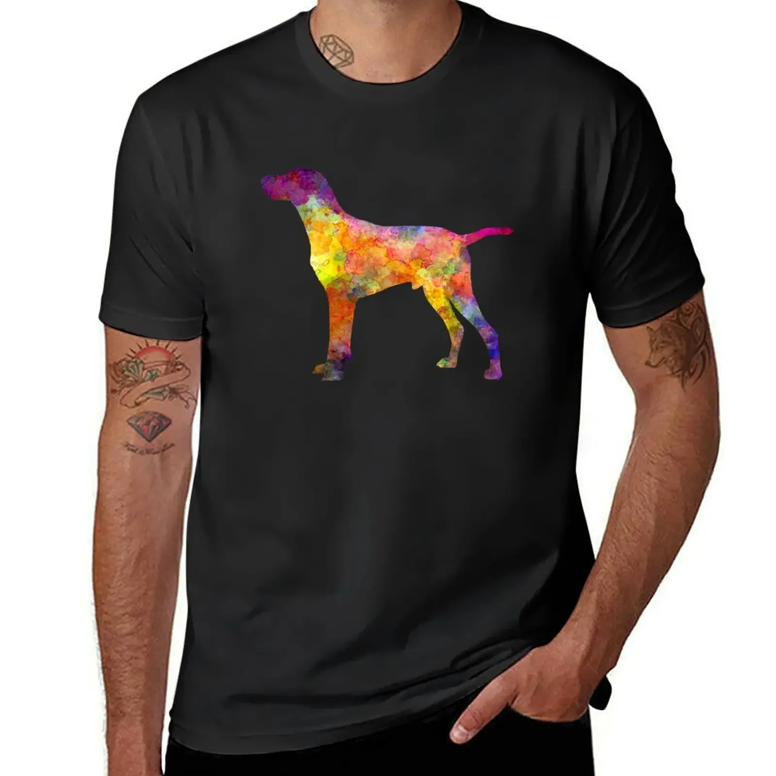 

Hungarian Shorthaired Pointer in watercolor T-Shirt plus size tops man t shirt graphic shirts customs design your own shirts men