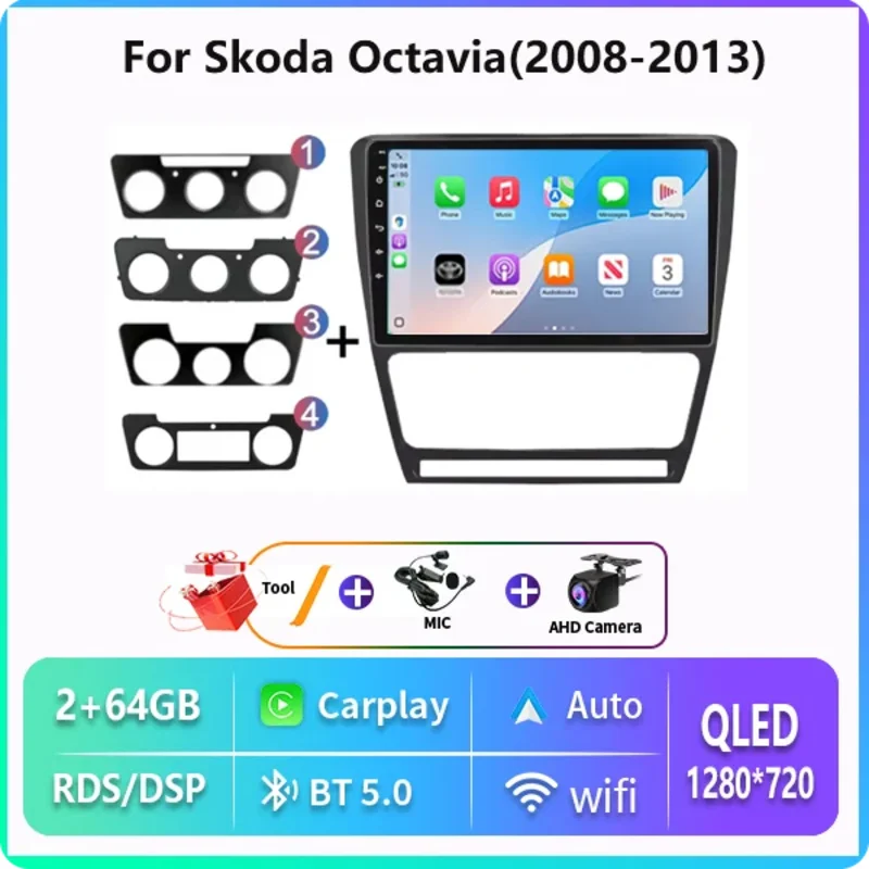 Voice Android 12 2 Din Autoraido Car Radio Multimedia Video Player for SKODA Octavia 2 A5 2008-2013 Carplay 4G Gps