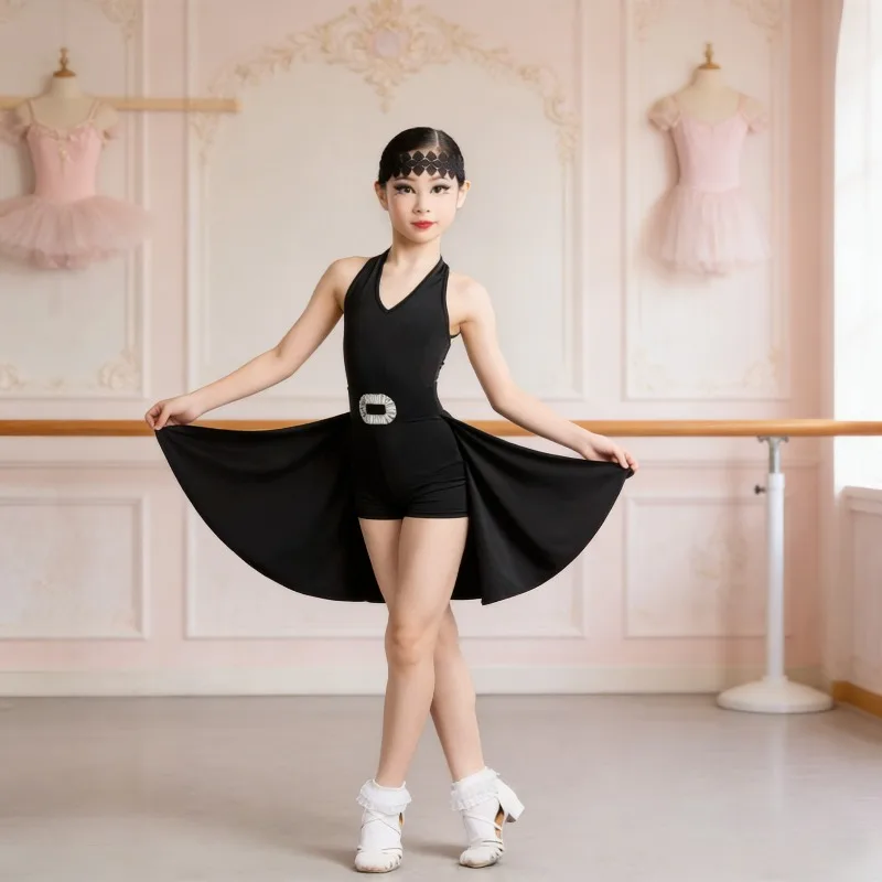 Girls Latin Dance Competition Costume Kids Backless Professional Standard Exam Practice Performance Outfit Stage performance