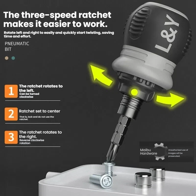 Labor-Saving Retractable Ratchet Screwdriver | Multi-Function Dual-Use Radish Head Special Shape Bit Set