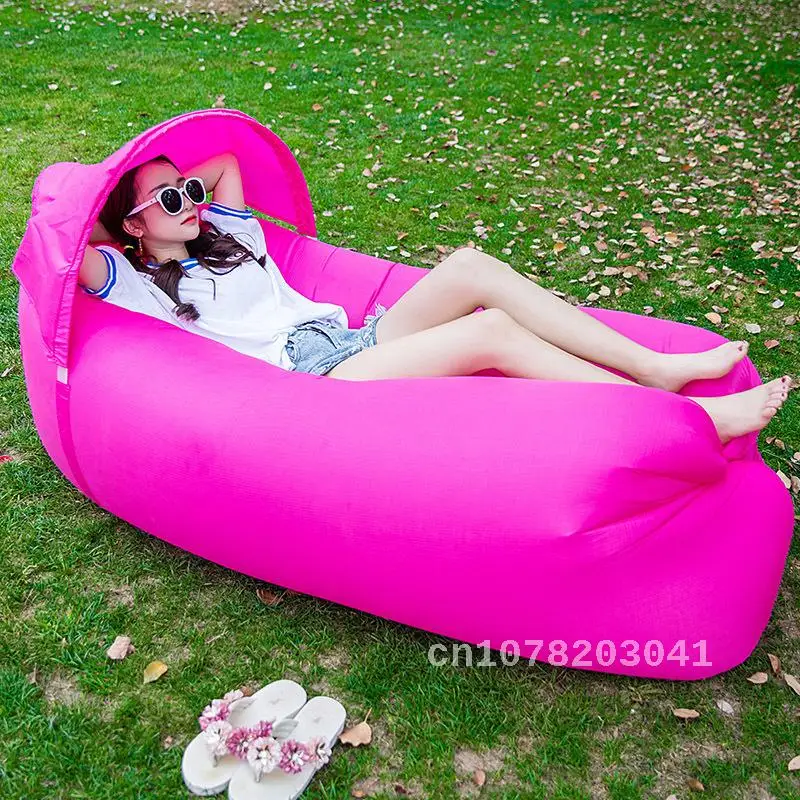 Inflatable sofa bed, portable folding sofa, outdoor camping garden sofa, sun protection and sun shading lying bed