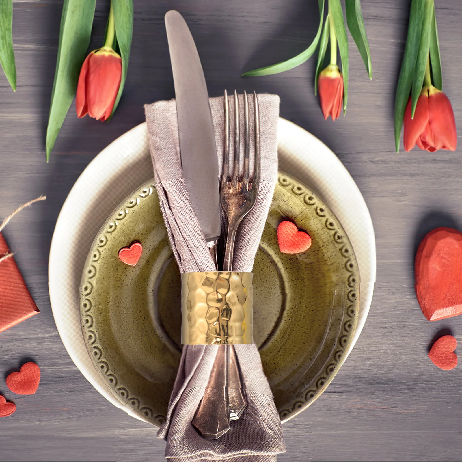 

12Pcs Gold Metal Napkin Rings Table Decoration Irregular Texture Napkin Buckles for Banquets Family Gatherings Parties