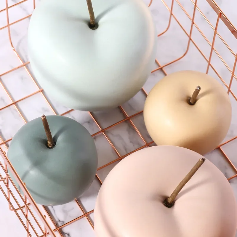 Nordic Ceramic Apple Sculpture Ornament Modern minimalist living room TV cabinet home soft decoration Fruit decor small ornament