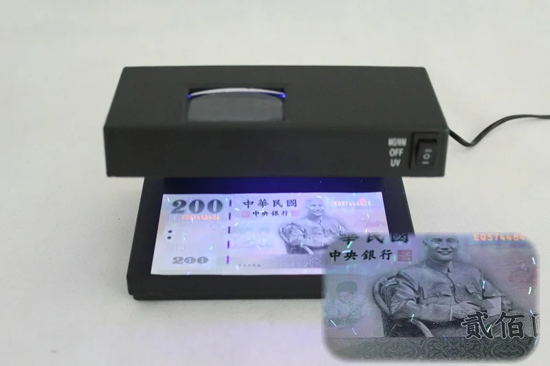 Portable Ultraviolet Purple Counterfeit Money Bill Detector Banknotes Cash Currency Desktop UV Light Magnifier Checker