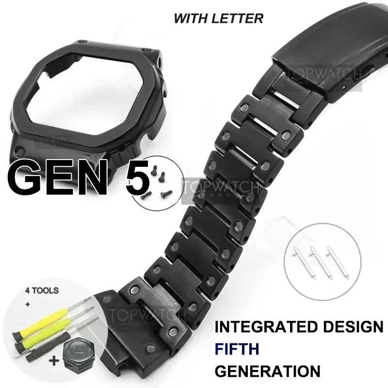 Metal Watch Bezel Watchband DW5600 Watch Strap Band Stainless Steel Case GW-5000 5035 GW-M5610 5600 Belt Set Watches Accessories