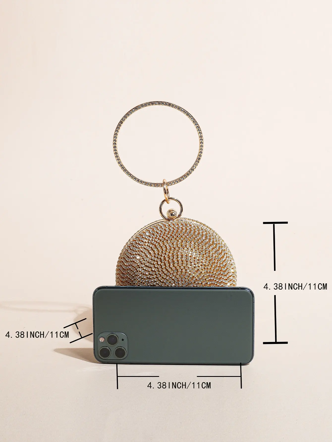 1PC Mini Classic All-over Rhinestone Decor Ball Bag For Women,Glamorous,Elegant,Exquisite Small Rhinestone Decor Boxy Evening B