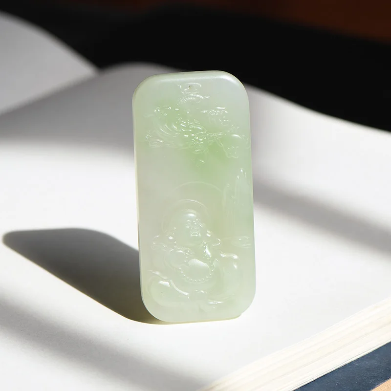 Xuanmei Jade, Emerald Green Buddha, Male and Female Jade Buddha,Laughing Buddha Pendant.