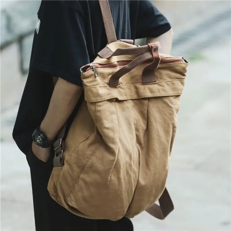 Lazy Wind Canvas Literary Backpack Female Korean Fashion Student Backpack Leisure Travel Backpack Large Capacity