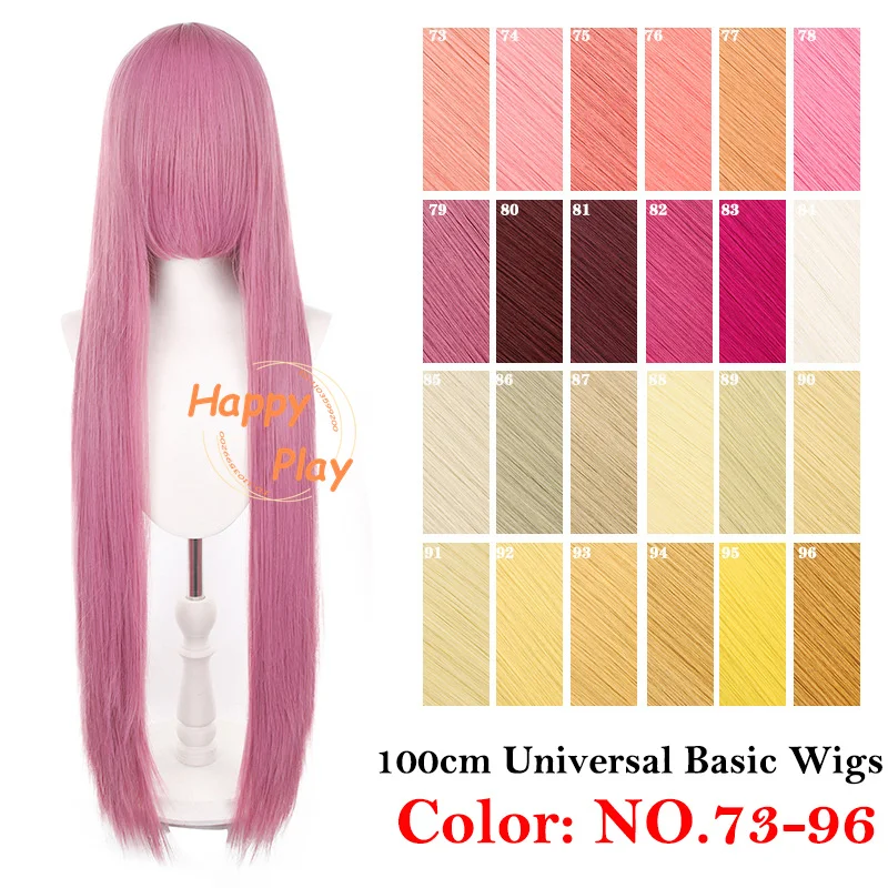 145 Colors 40 Inch 100cm Straight With Bangs Cosplay Synthetic Wig Anime Compatible Universal Multicolored Heat Resistant Hair image 5