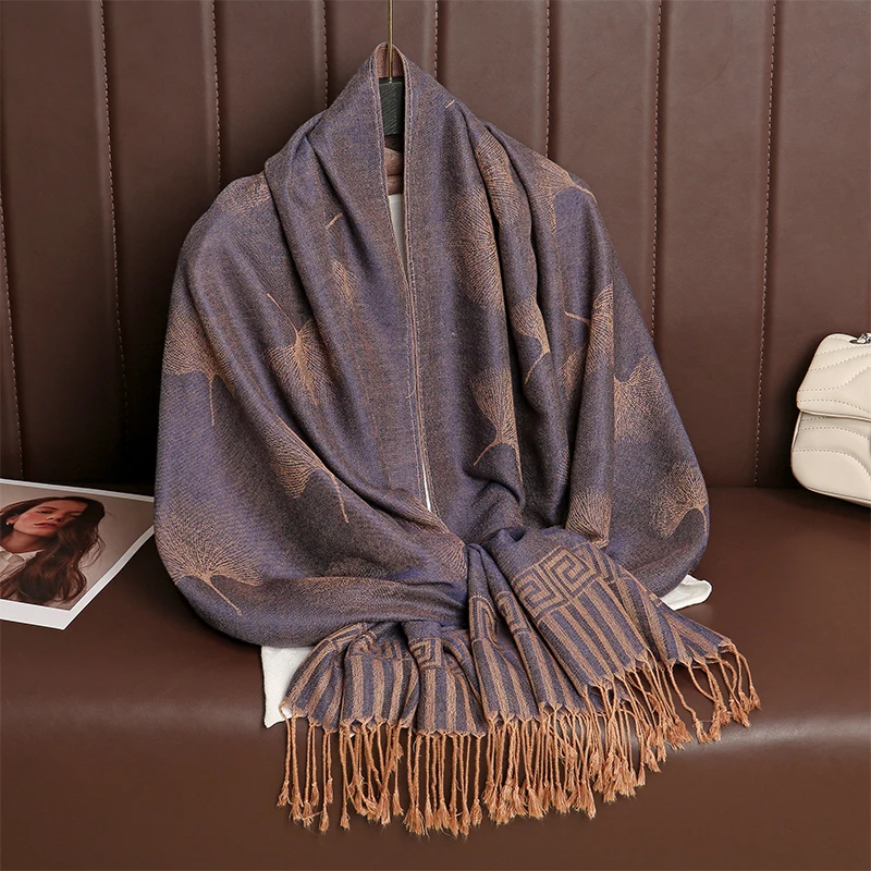 Ethnic Style Tassel Blanket Thick Pashmina New Winter Warm Shawl Wrap Cashmere Jacquard Scarf Women Neckerchief Poncho Stoles