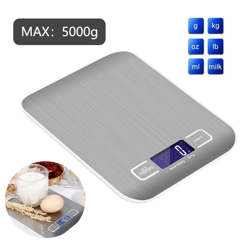 

Kitchen Digital Scale Stainless Steel Panel High-precision Electronic Food Weighing Baking Scale 10kg/5kg 1g Accurate Weighing