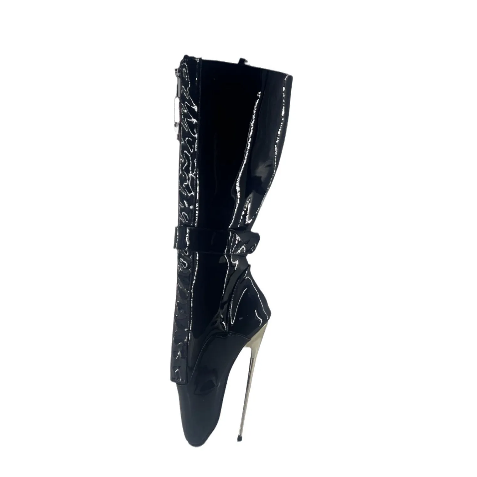 

Ballet-obsessed pointy knee-high boots with hidden lace zip-up metal heels for quick shipping