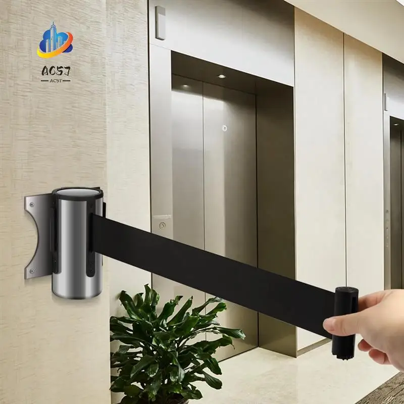 

AC57-Crowd Control Retractable Belt Barrier - 10Ft Wall Mounted Safety Barrier Belt, Queue Line Dividers With Nylon Belt