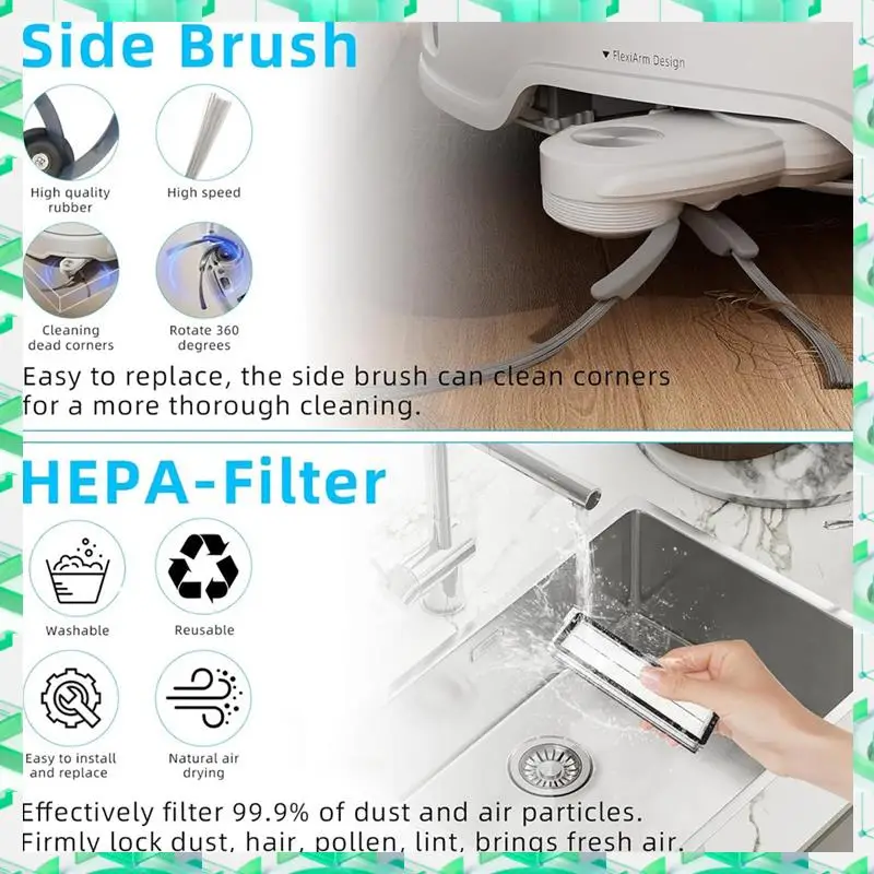 

FIZP For Roborock Qrevo Curve / P20 Pro Vacuum Cleaner Main Side Brushes HEPA Filters Mop Cloth Dust Bags Replacement Parts