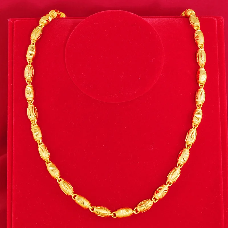 Perfect Gift High-Grade Carved Flower Gold Necklace For Men 24K Gold AU999 | Decent & grand, ideal gift for men