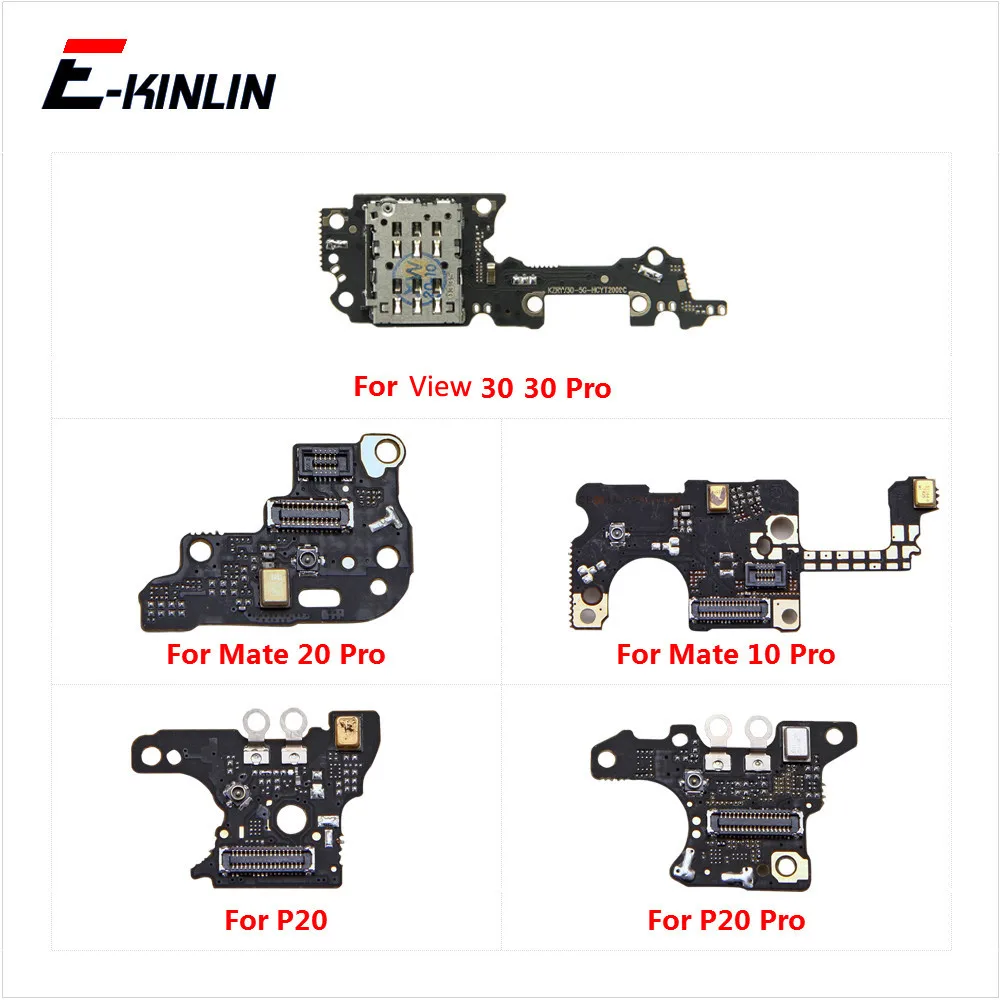 Microphone Mic Module Board SIM SD Card Reader Holder Flex Cable Replacement Parts For HuaWei View 30 P30 P20 Mate 30 10 20 Pro