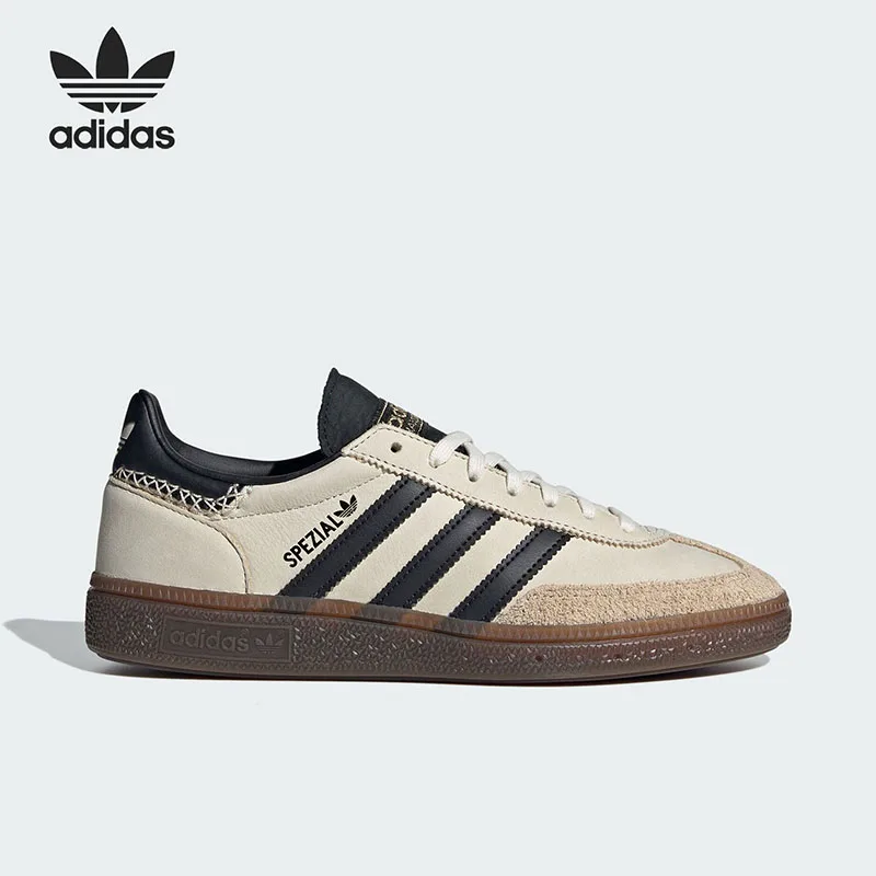 Adidas Originals Women Low‑Top Shoes IE3698 Beige Black Suede Leather Casual Sneakers