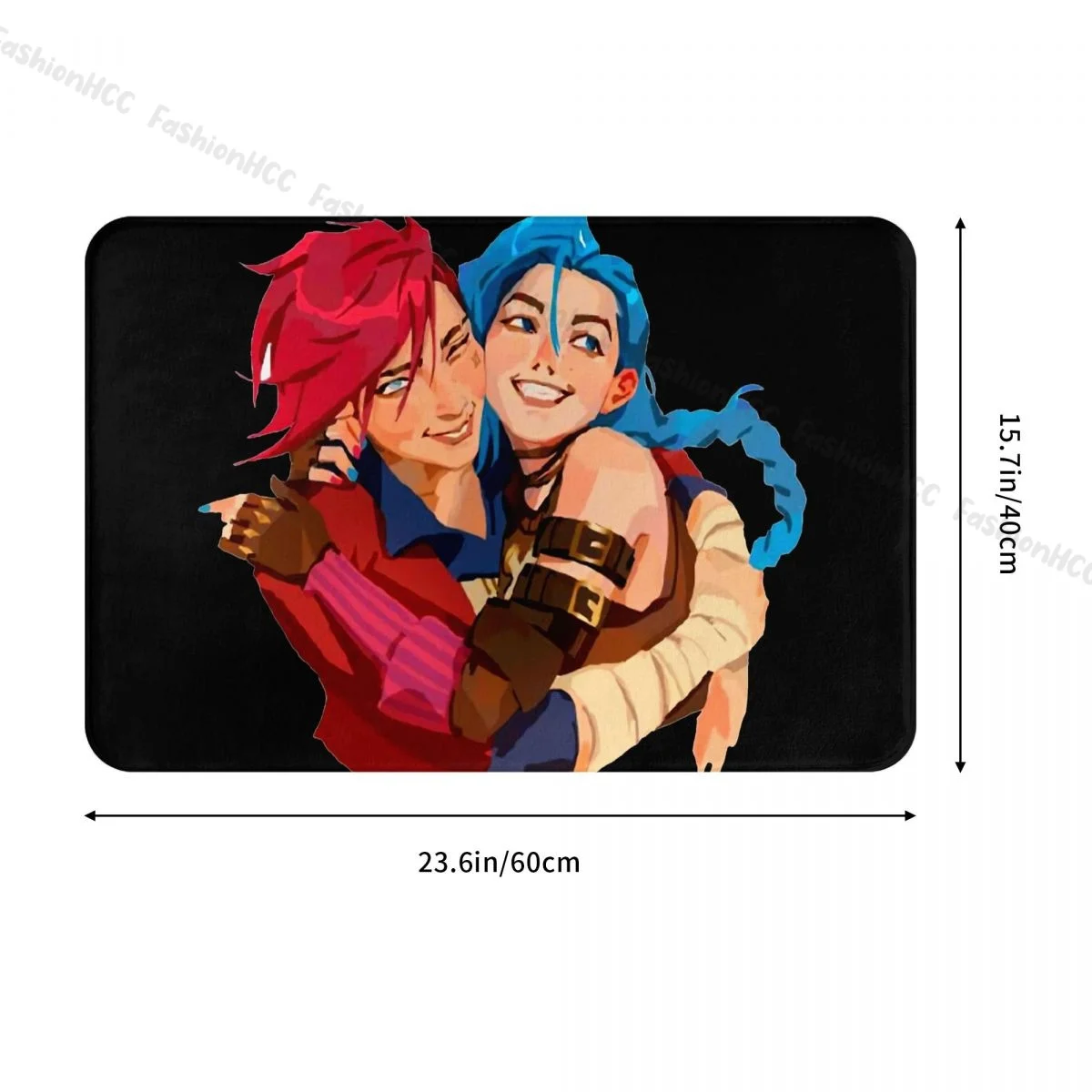 Arcane League of Legends Animated Bath Non-Slip Carpet Jinx & Vi Bedroom Mat Welcome Doormat Home Decor Rug