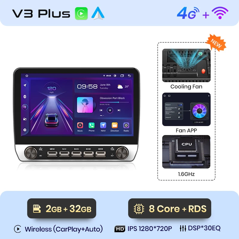 Junsun Draadloze CarPlay Android Auto Radio Voor Fiat Ducato Peugeot Boxer Citroen Jumper 2 2006-2013 GPS FM BT multimedia Stereo