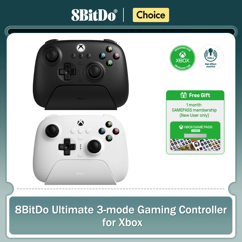 8BitDo 얼티밋 3 모드 게임 컨트롤러, Xbox 시리즈 X | S, Xbox One Windows, 안드로이드 홀 이펙트 조이스틱 