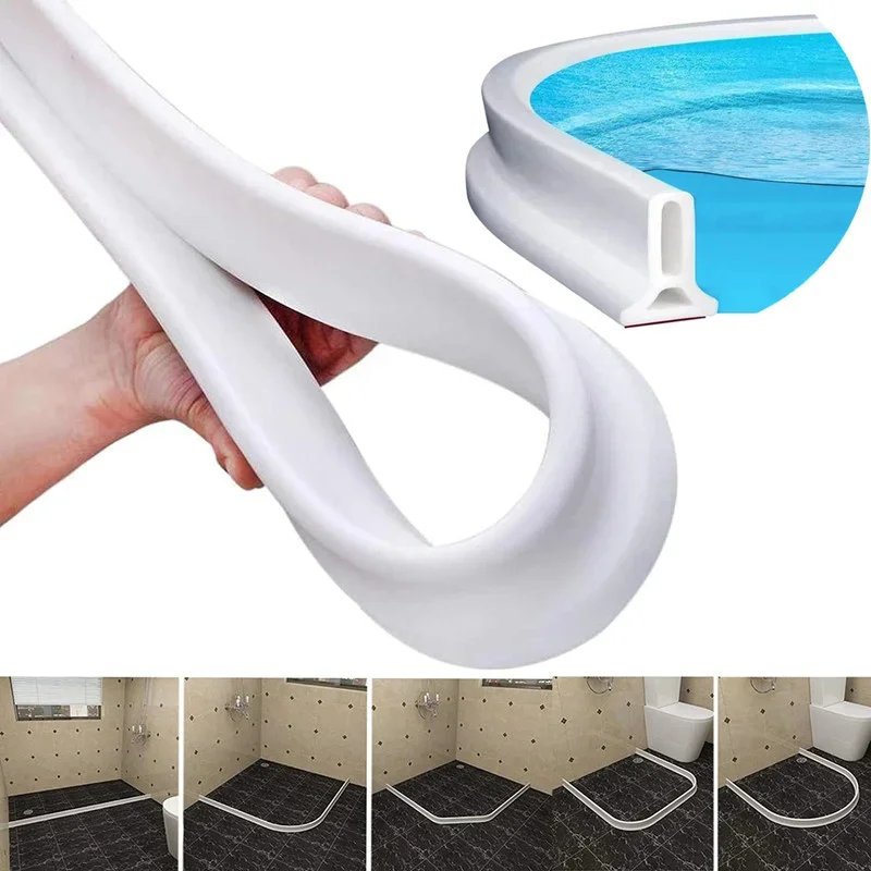 

1M-3M Bathroom Water Stopper Blocker Silicone Shower Dam Barrier wate retaining strip Dry and Wet Separation for Toilet Kitchen