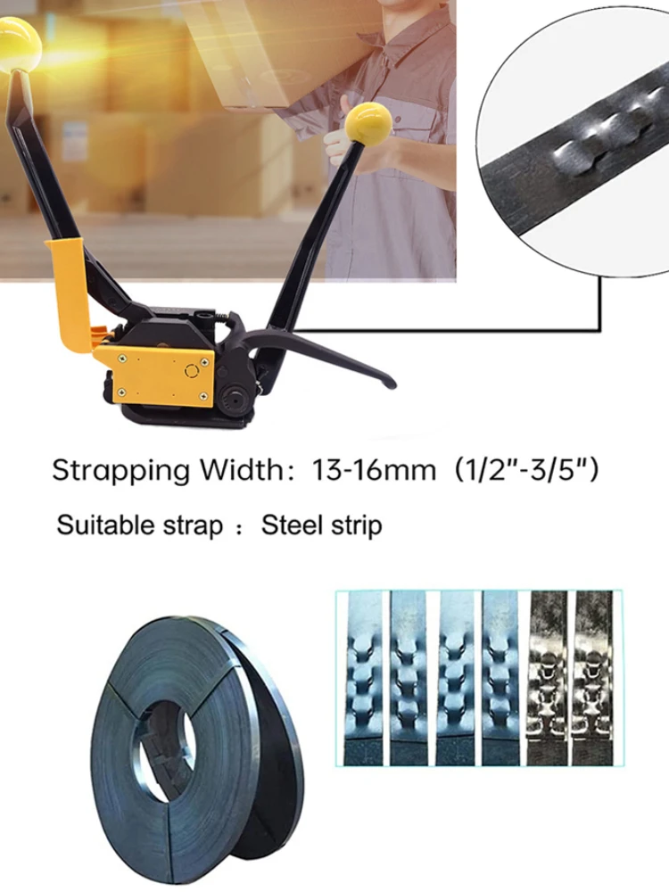 Manual Steel Strapping Machine A333 Handheld Belt Packing Banding Tools for Free Buckle 13/16/19 mm