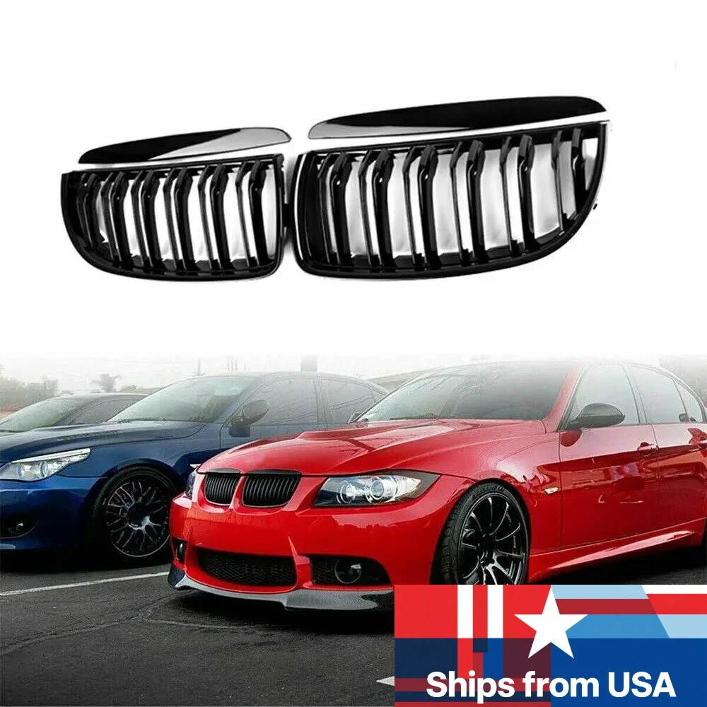 

Glossy black front bumper kidney grille grill is suitable for BMW E90 E91 325i 335i 2005-2008
