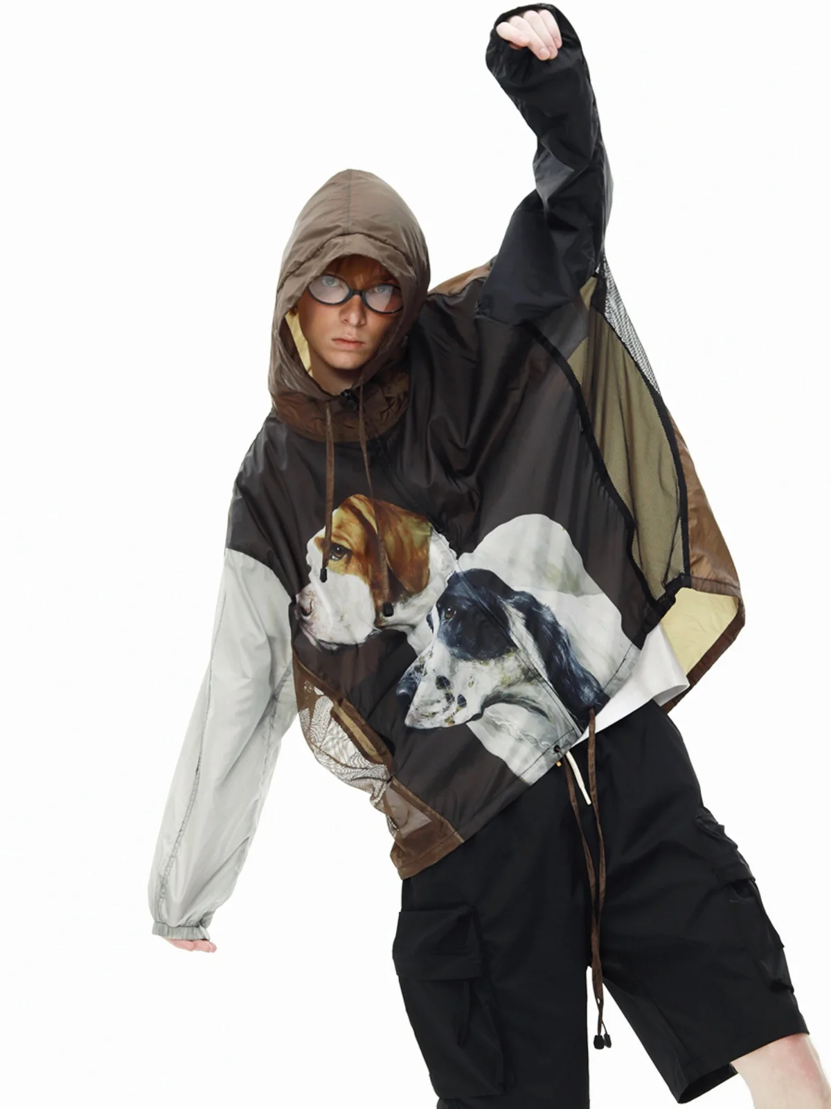 

KAPITAL JAPA Summer Outdoor Lightweight Men's UV Protection Clothing Thin Outer Jaet Printed Loose Fit Long Sve Zipper