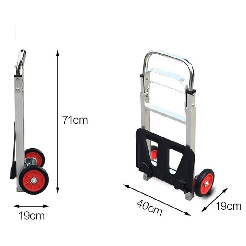 Wheel Hand Pulled Luggage Cart Shopping Express Logistics Cart All Aluminum Flat Plate Handling Cargo Trolley Folding Four