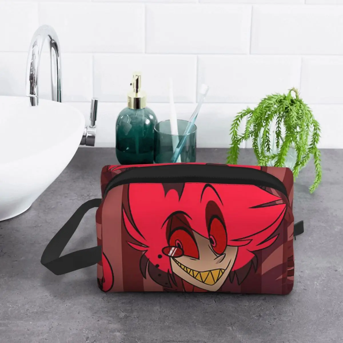 criativo-alastor-hazbin-hoteis-anime-saco-de-maquiagem-organizador-de-cosmeticos-armazenamento-dopp-kit-de-higiene-pessoal-saco-de-cosmeticos-lapis-caso
