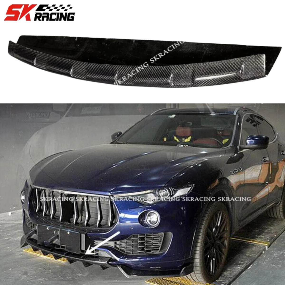 Decorative Front Lip For Maserati Levante SUV 4-Door 2016-2017 Real Carbon  Bumper  Spoiler Bodykits Car Accessories Kit