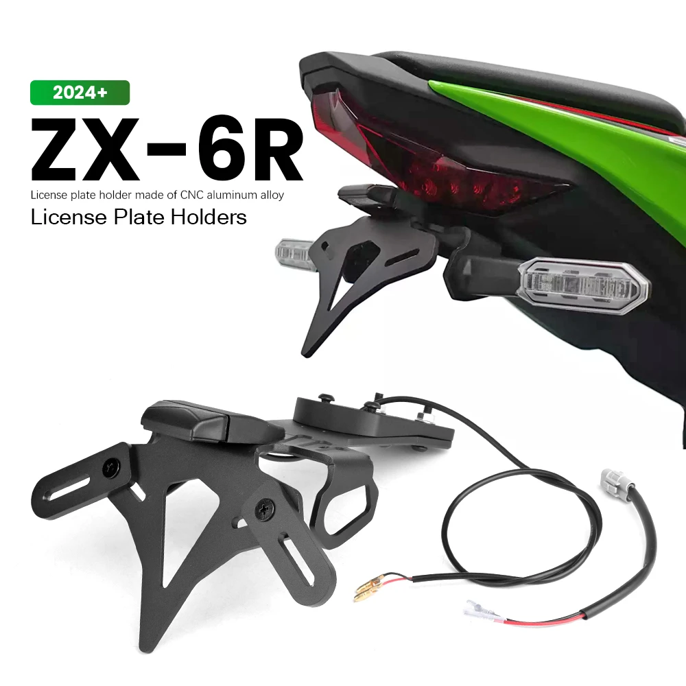 

For Kawasaki Ninja ZX-6R ZX-6r Ninja ZX6R 2024 Motorcycle Accessories Rear Short Tail License Plate Holder Tailstock Bracket Kit