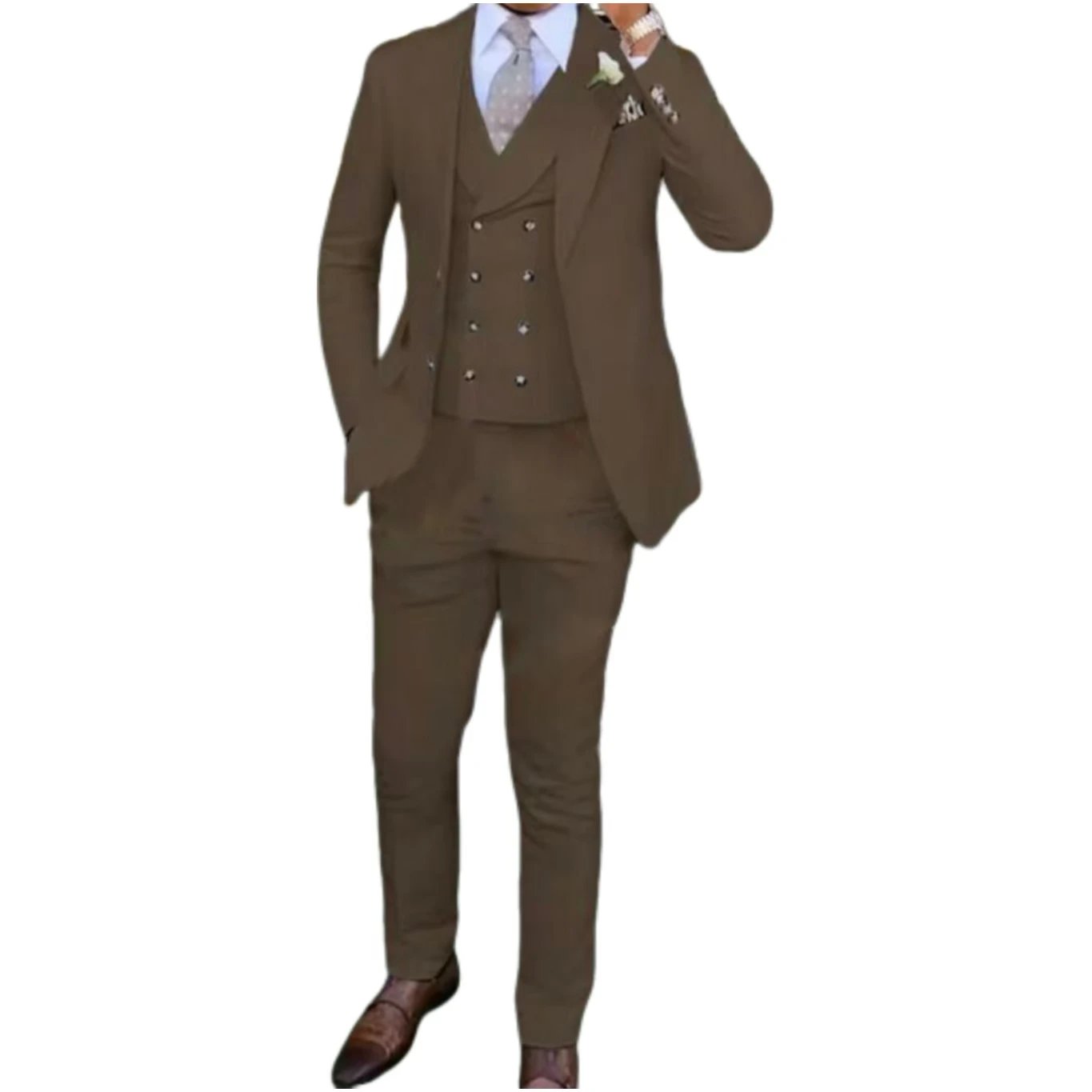 Men\'s slim-fit three-piece suit，Three-piece set of vest, blazer and trousers，Ideal for weddings, business and formal occasions