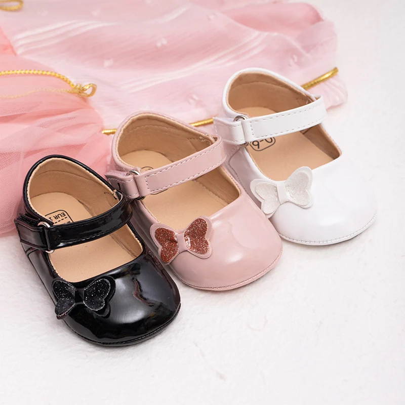 EWODOS Baby Girl PU Flats Soft Soles Cute Bows Mary Jane Shoes Casual Walking Shoes for Newborn Toddler