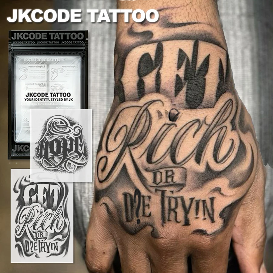 2-Piece Semi-Permanent Tattoo Set |   Trendy and Cool Hope Tattoo Stickers, Graffiti Pattern Tattoos, Hand Tattoos |   Men's Waterproof Tattoo, Realistic Fake Tattoo, Non-Reflective, Lasts 7-14 Days, Magical Tattoo, Lasts 1-2 Weeks, Perfect Gift.